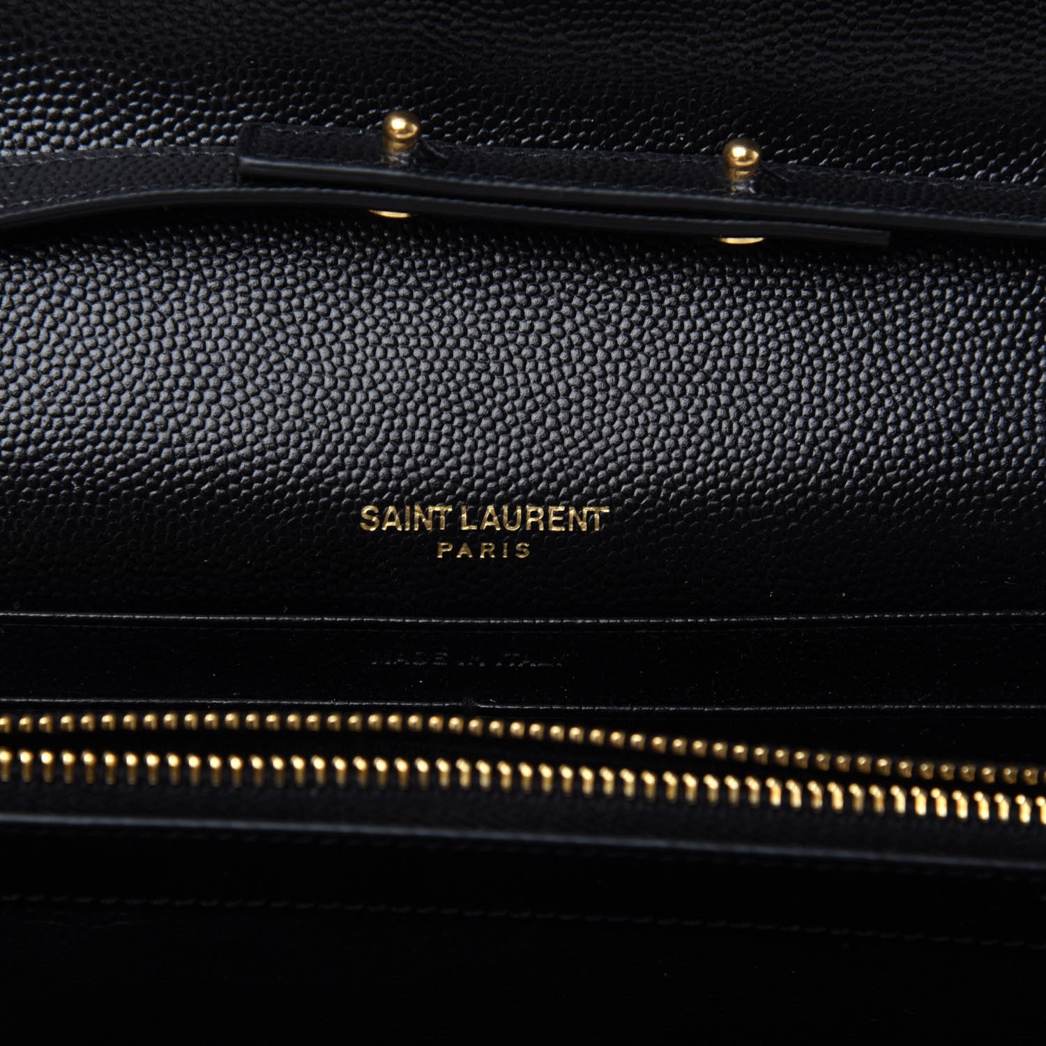 Saint Laurent Grain De Poudre Matelasse Chevron Monogram Chain Wallet Black 6 of 8