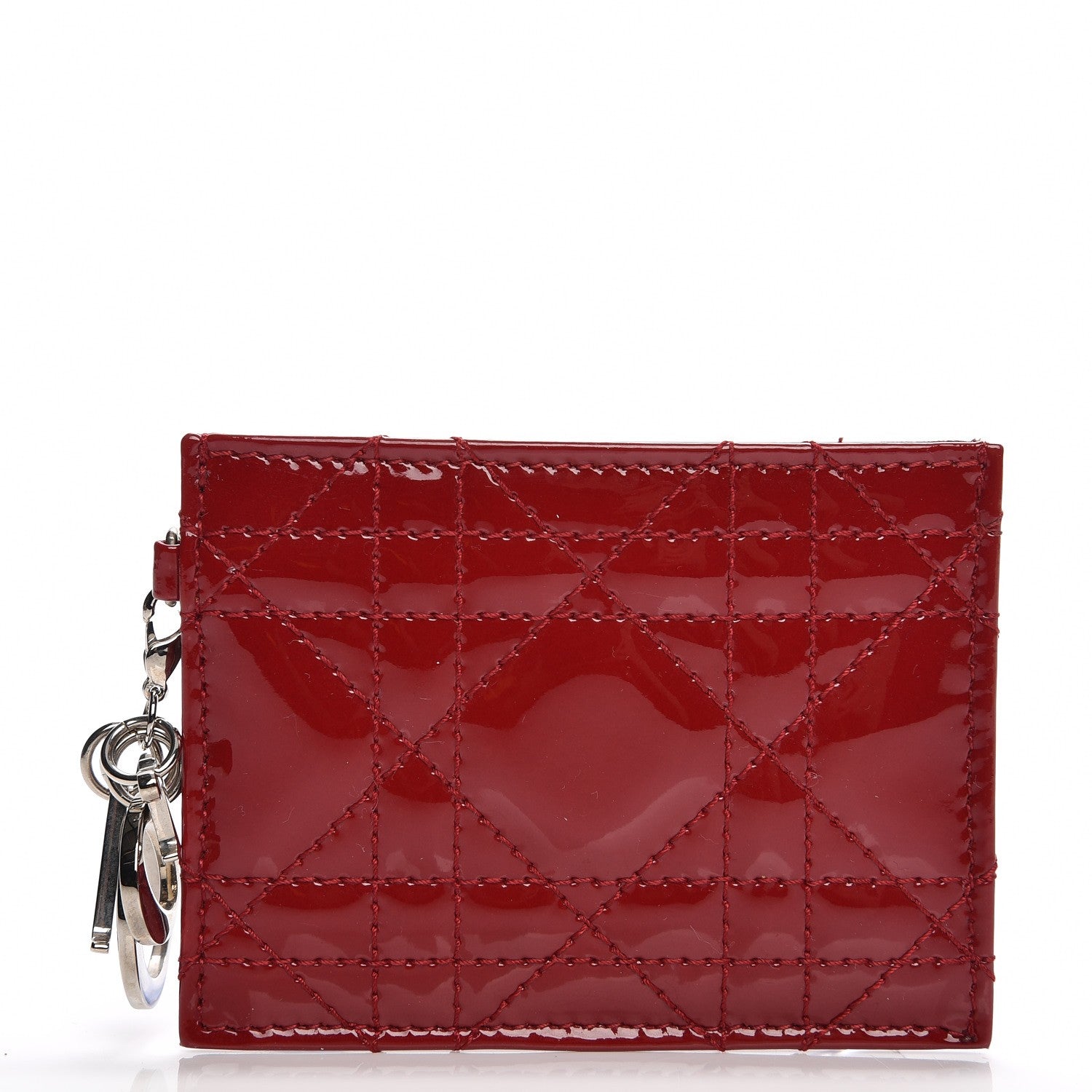 Christian Dior Patent Cannage Lady Dior Card Holder Scarlet 1 of 6