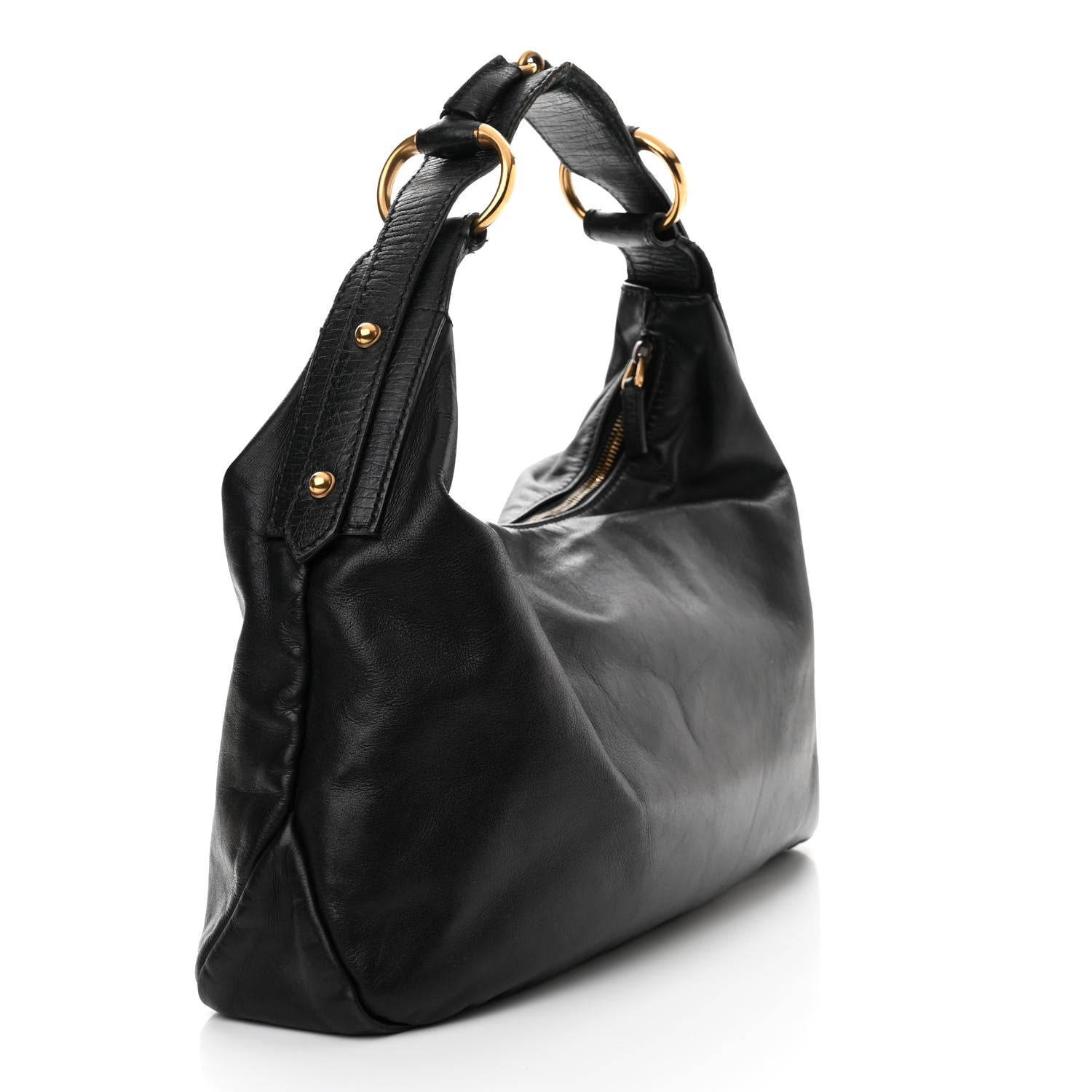 Gucci Calfskin Medium Horsebit Chain Hobo Black 3 of 18
