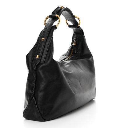 Gucci Calfskin Medium Horsebit Chain Hobo Black 3 of 18