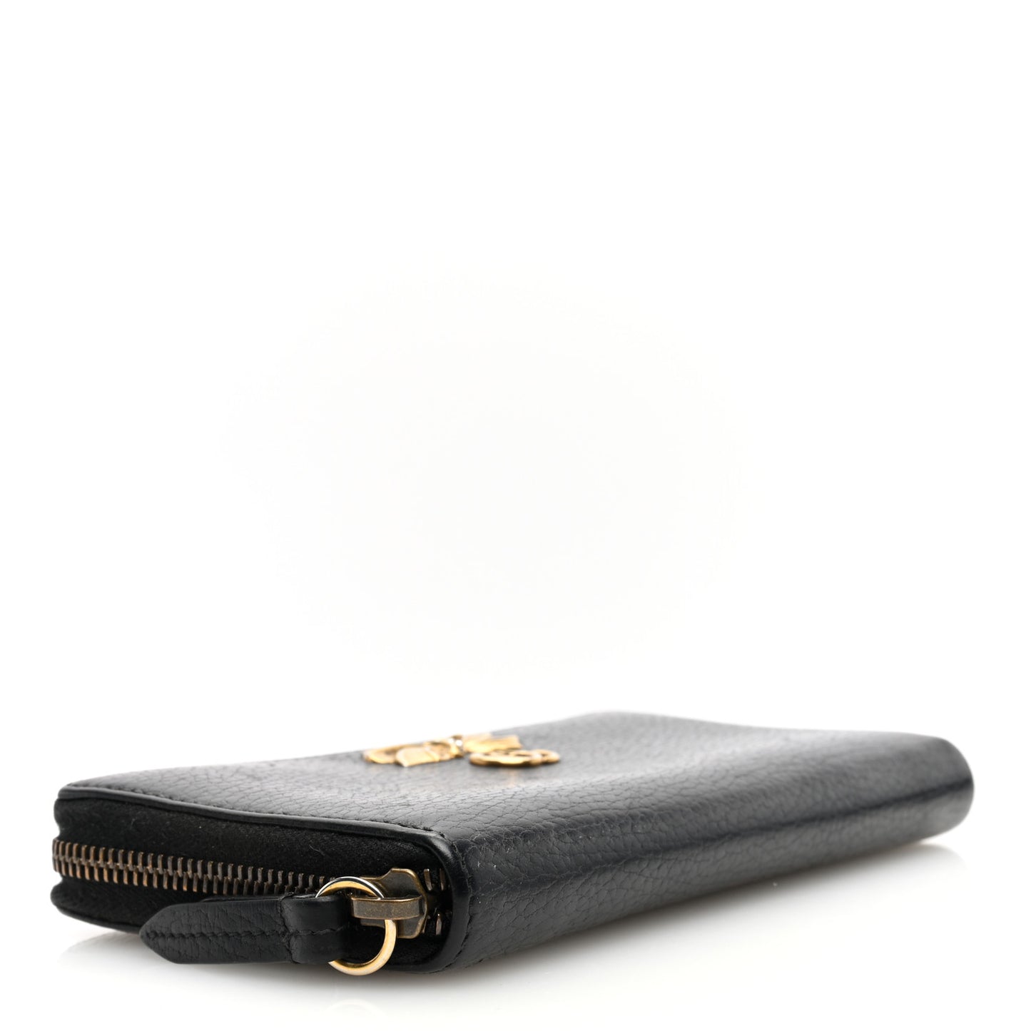 Calfskin GG Marmont Bow Zip Around Wallet Black
