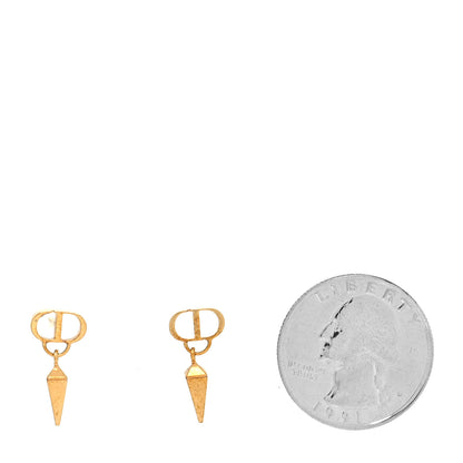 Christian Dior Metal CD Dangle Earrings Gold 2 of 4