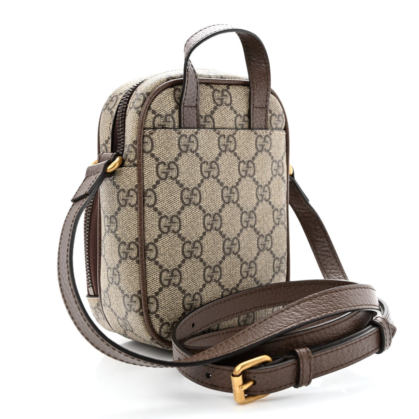 GG Supreme Monogram Web Mini Ophidia Double Zip Messenger Bag Beige New Acero