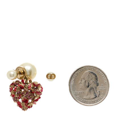 Christian Dior Pearl Crystal Le Coeurs des Papillons Tribal Earrings Gold Red White 2 of 5