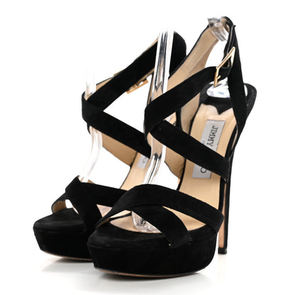 Jimmy Choo Suede Vamp Platform Sandals 38 Black 3 of 8