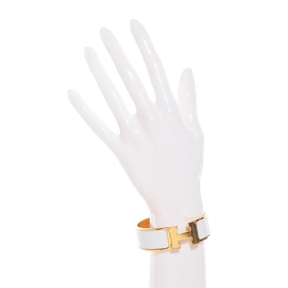 Hermes Enamel Wide Clic Clac H Bracelet GM White 2 of 5