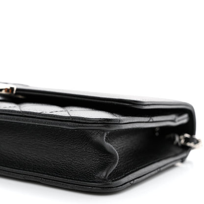 Chanel Grained Calfskin Quilted CC Box Wallet On Chain WOC Black 11 of 13