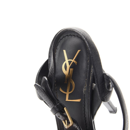 Saint Laurent Textured Calfskin Tribute 105 Platform Sandals 36.5 Black 9 of 17