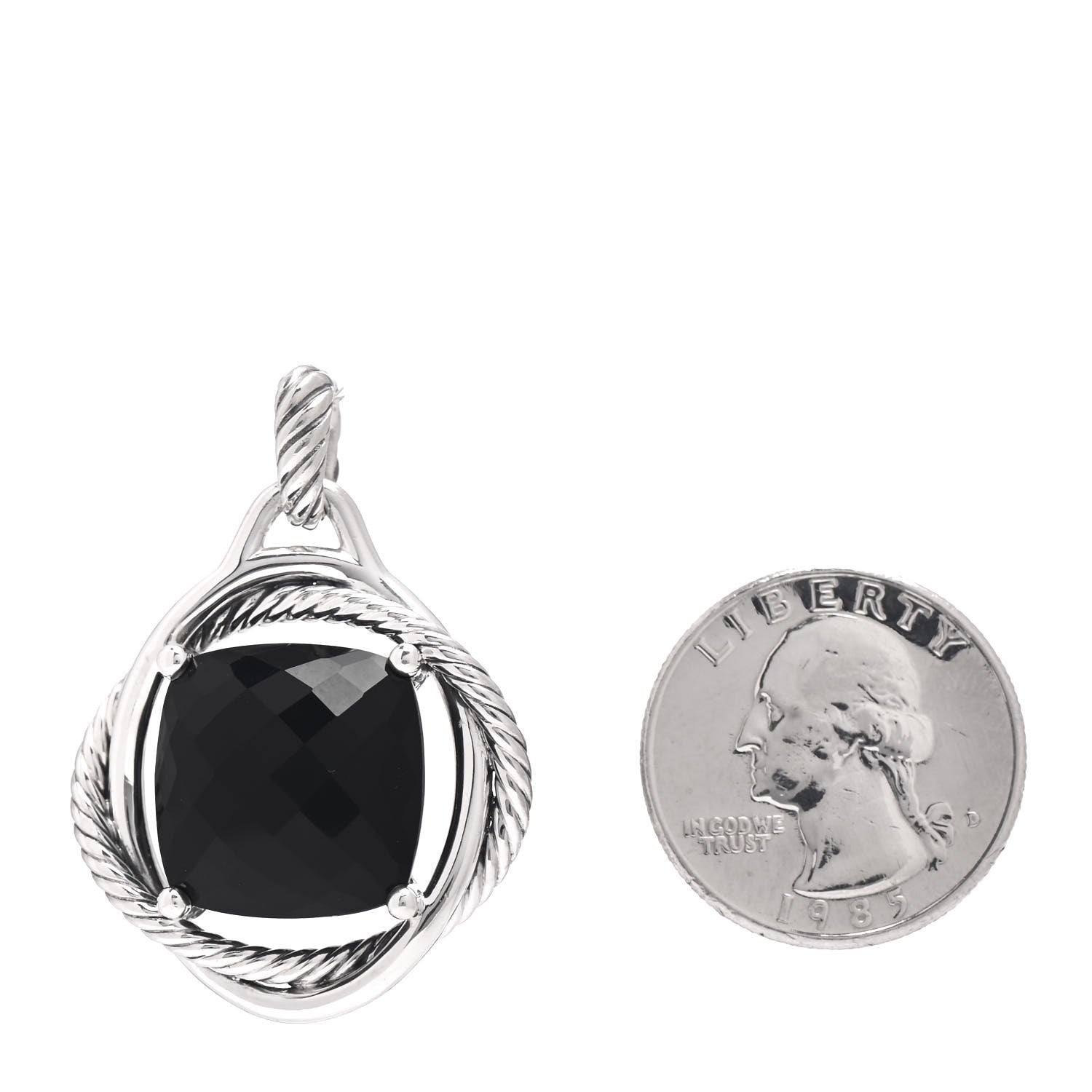 David Yurman Sterling Silver Black Onyx 17mm Infinity Pendant 2 of 3