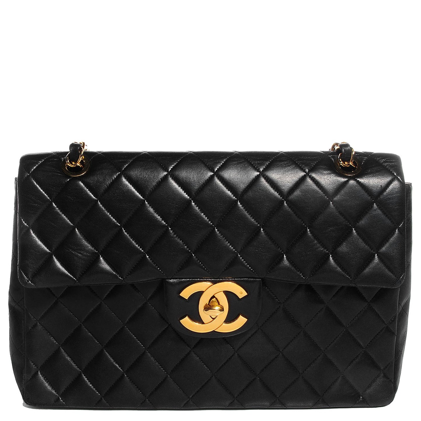 Lambskin Quilted XL Jumbo Flap Black