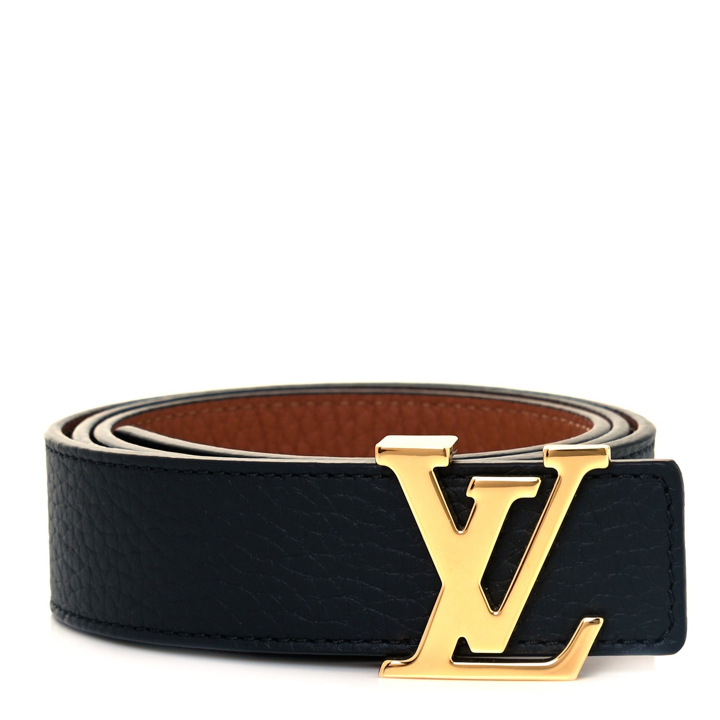 Taurillon Calfskin 30mm LV Initiales Reversible Belt 80 32 Black