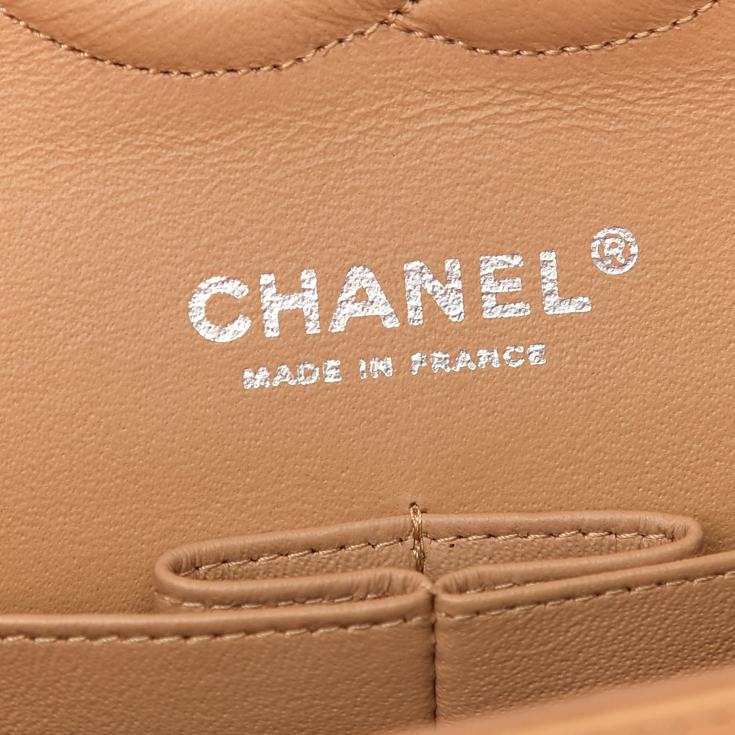 Lambskin Quilted Medium Double Flap Beige