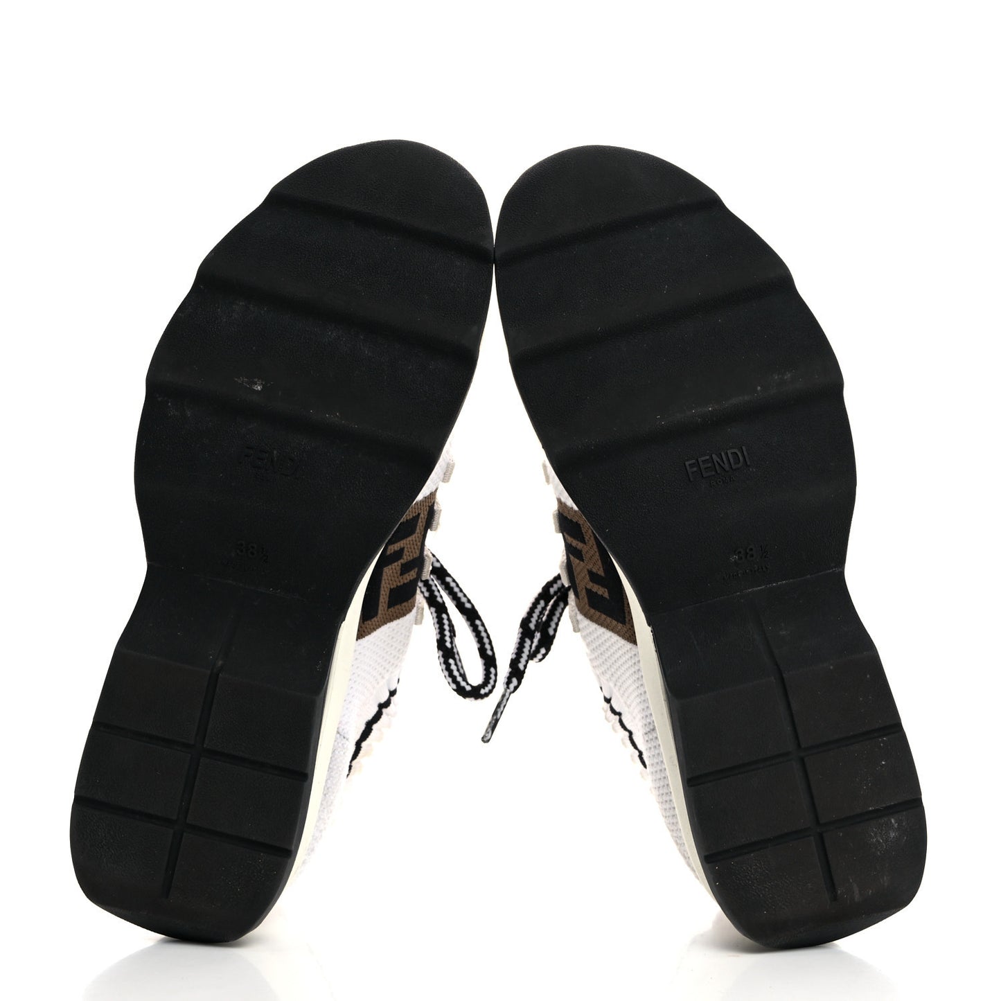 Stretch Knit Jacquard FF Lace-Up Sock Sneakers 38 Tobacco White Black