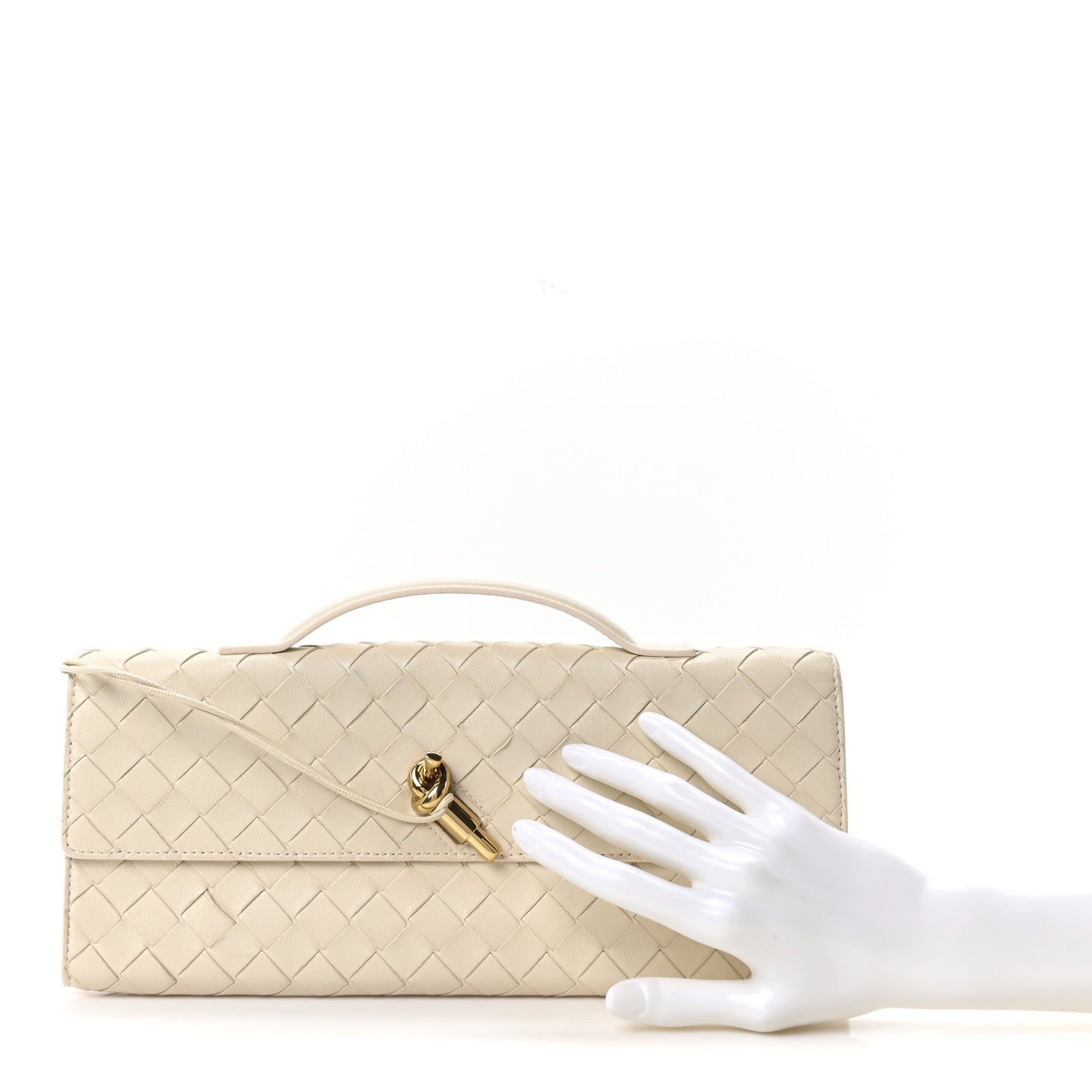 Nappa Intrecciato Long Andiamo Top Handle Clutch Sea Salt