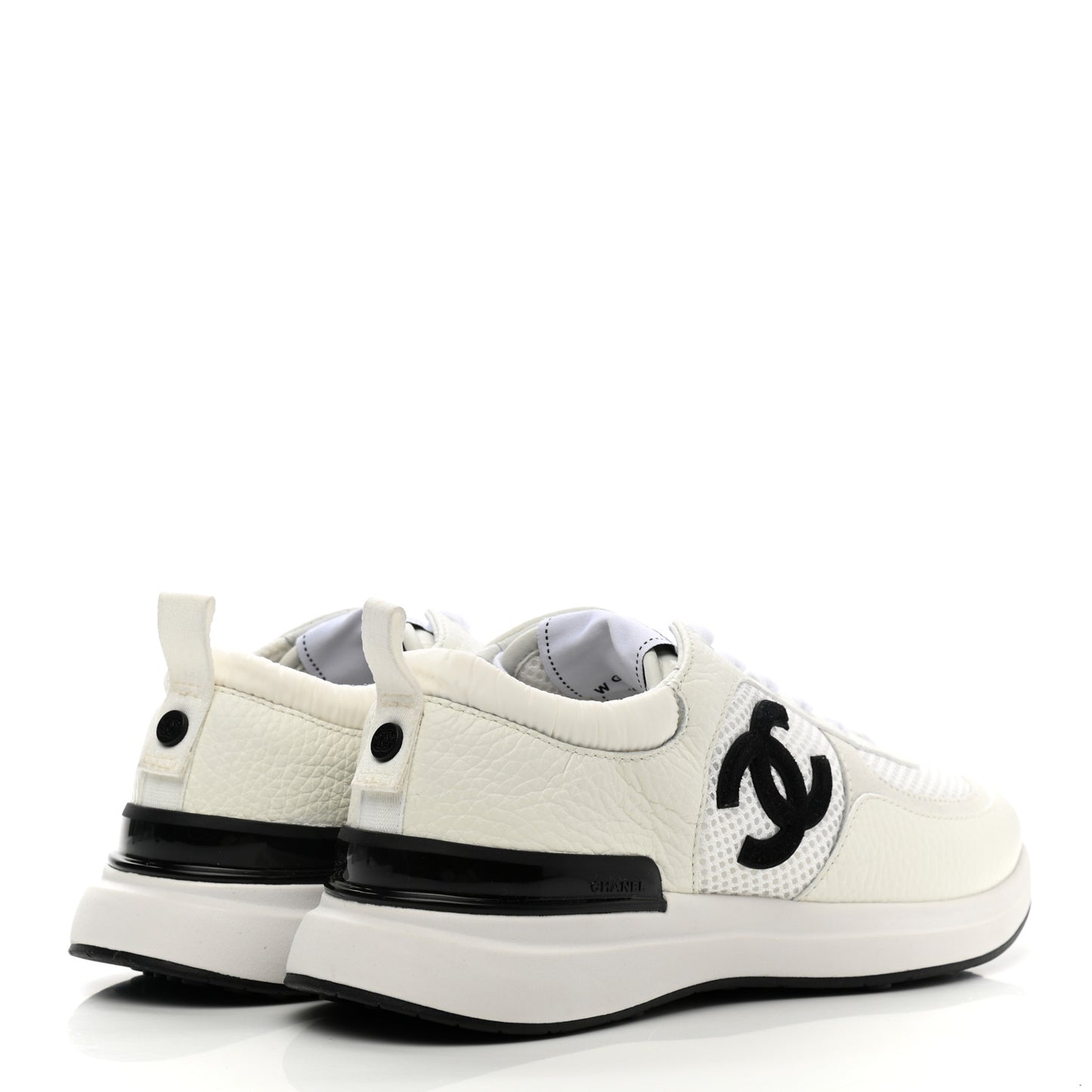 Calfskin Mesh Lycra Suede Womens Logo Sneakers 38.5 White
