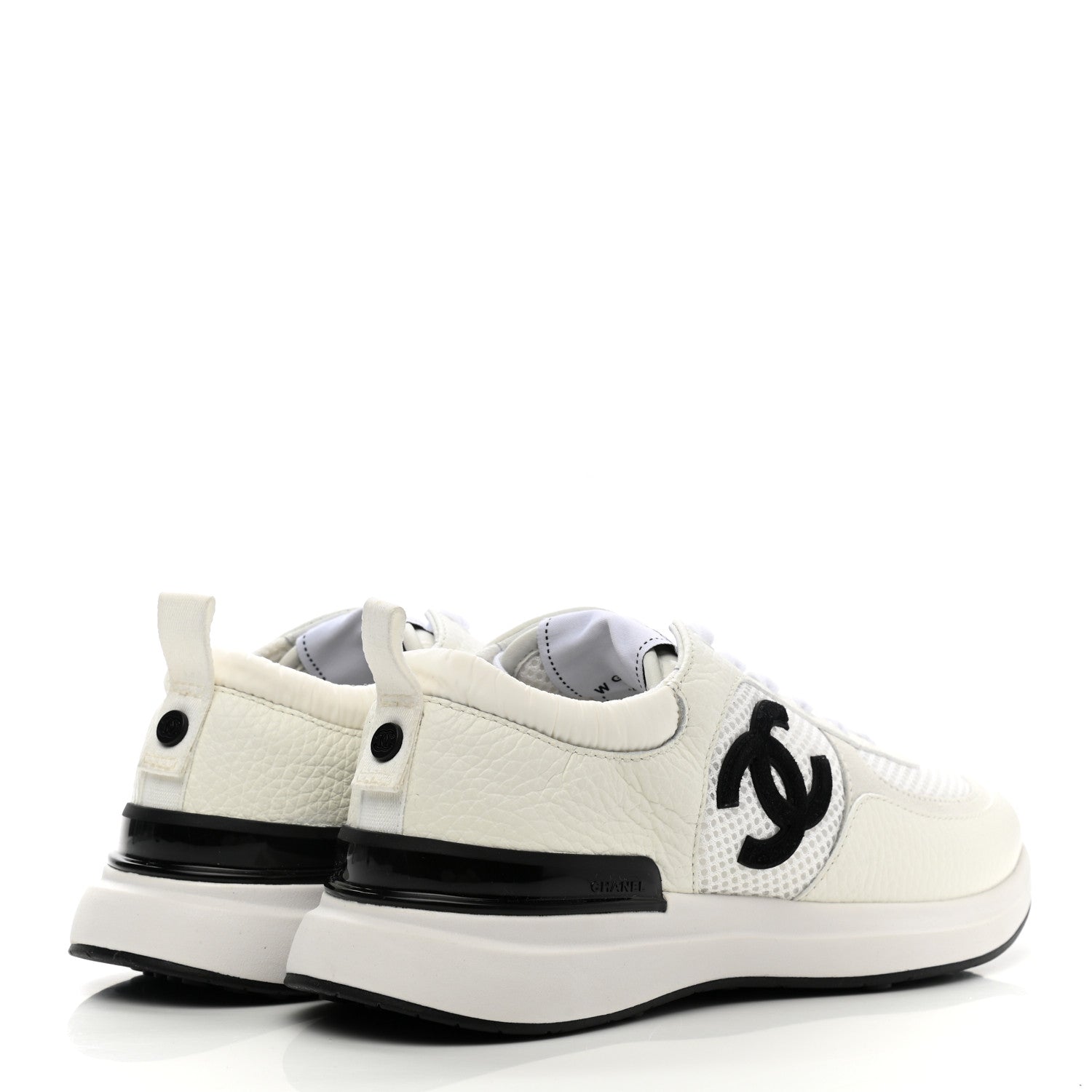 Chanel Calfskin Mesh Lycra Suede Womens Logo Sneakers 38.5 White 4 of 8