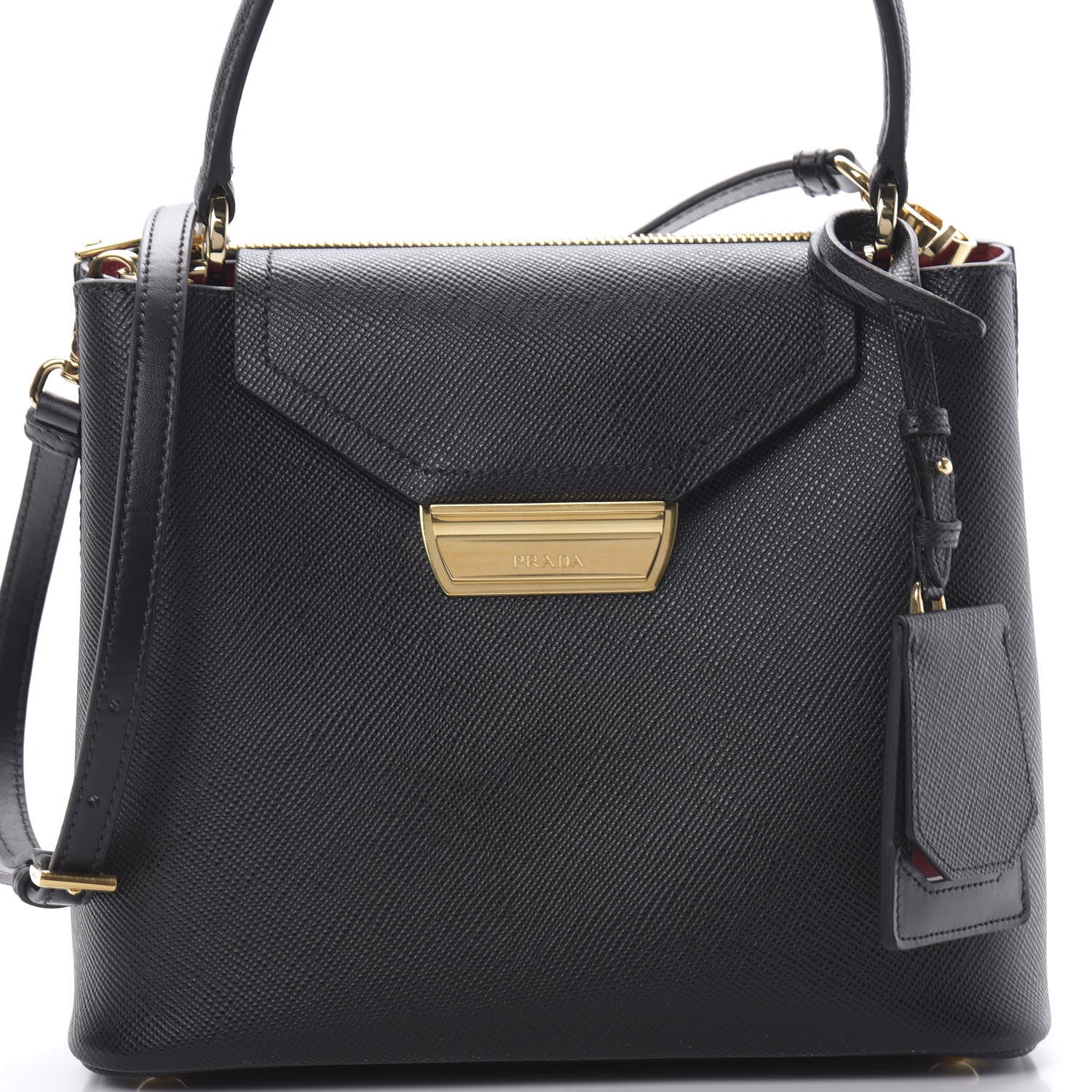 Prada Saffiano Small Ingrid Top Handle Bag Black 8 of 10