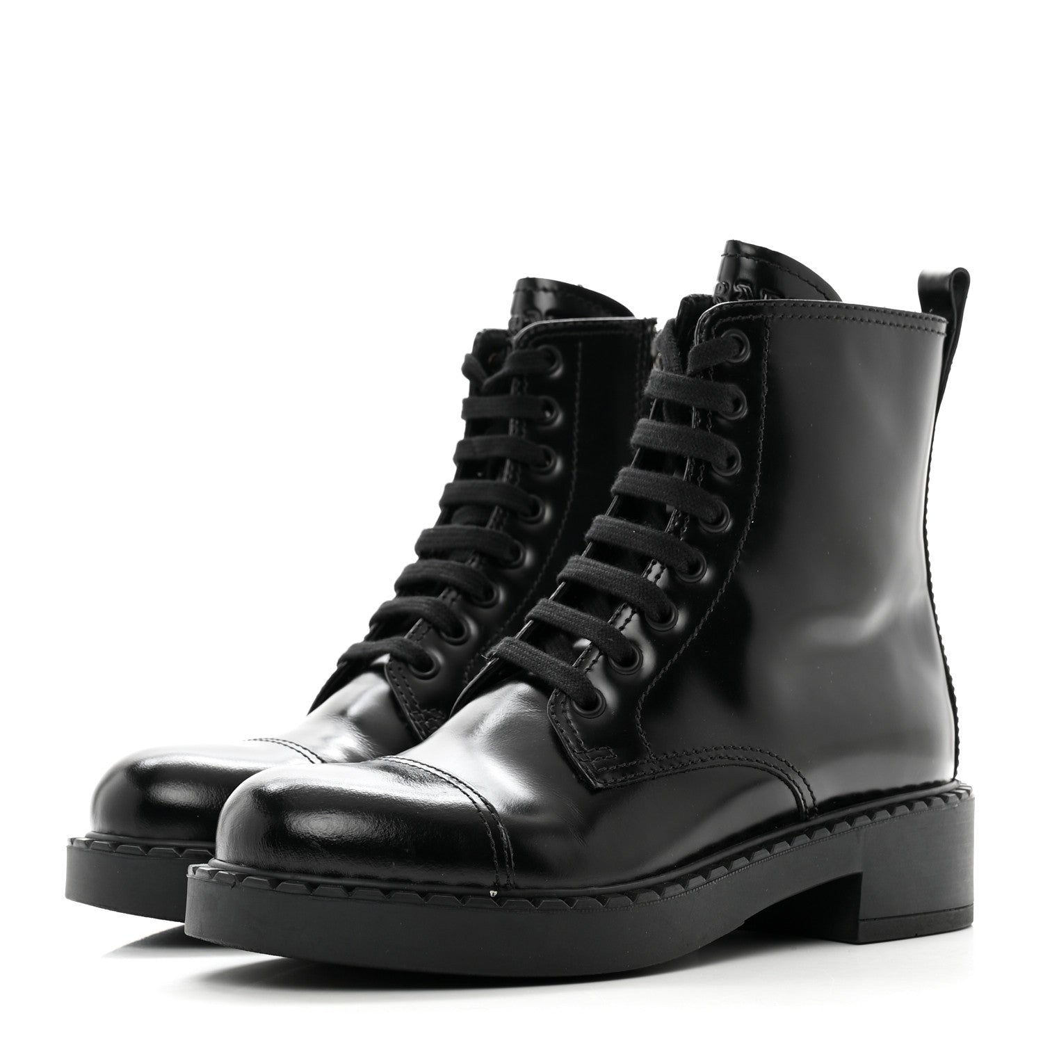 Prada Spazzolato Chocolate 50mm Combat Boots 36 Black 3 of 9
