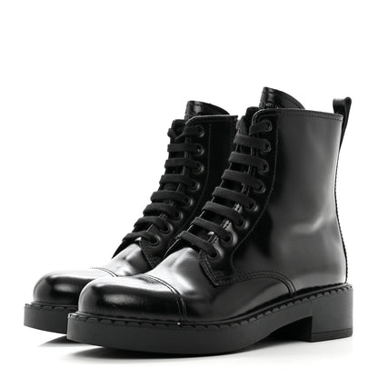 Prada Spazzolato Chocolate 50mm Combat Boots 36 Black 3 of 9