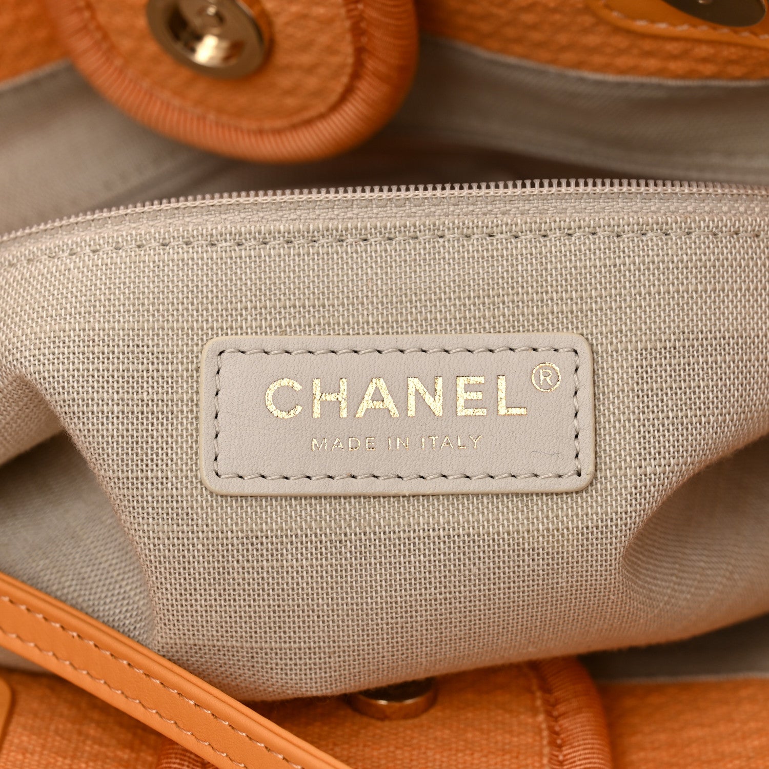 Chanel Canvas Small Deauville Tote Light Orange 7 of 12