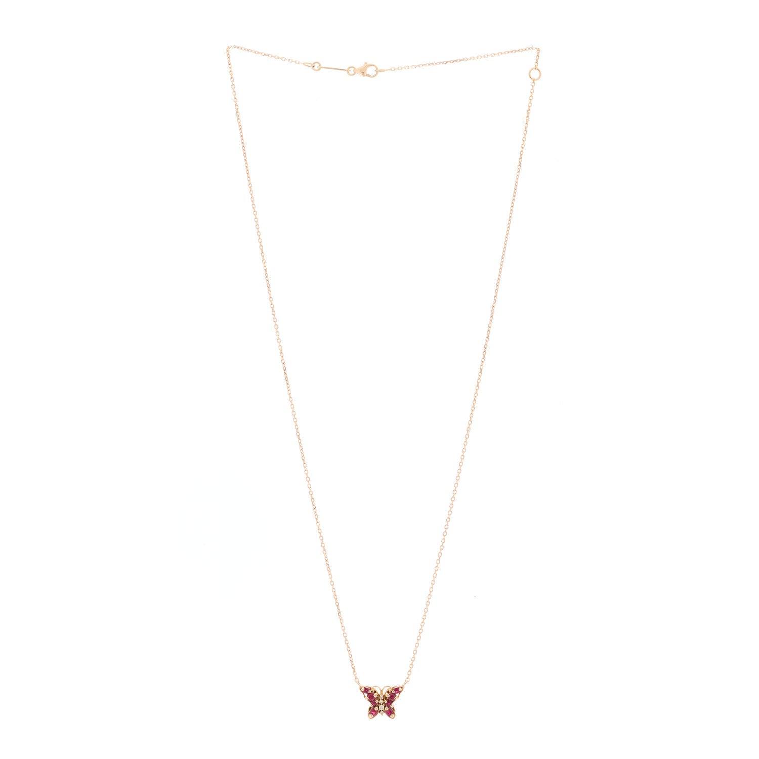 Suzanne Kalan 18K Rose Gold Diamond Ruby Mini Butterfly Pendant Necklace 4 of 7