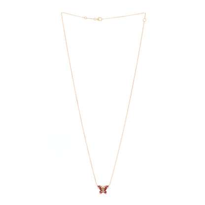 Suzanne Kalan 18K Rose Gold Diamond Ruby Mini Butterfly Pendant Necklace 4 of 7