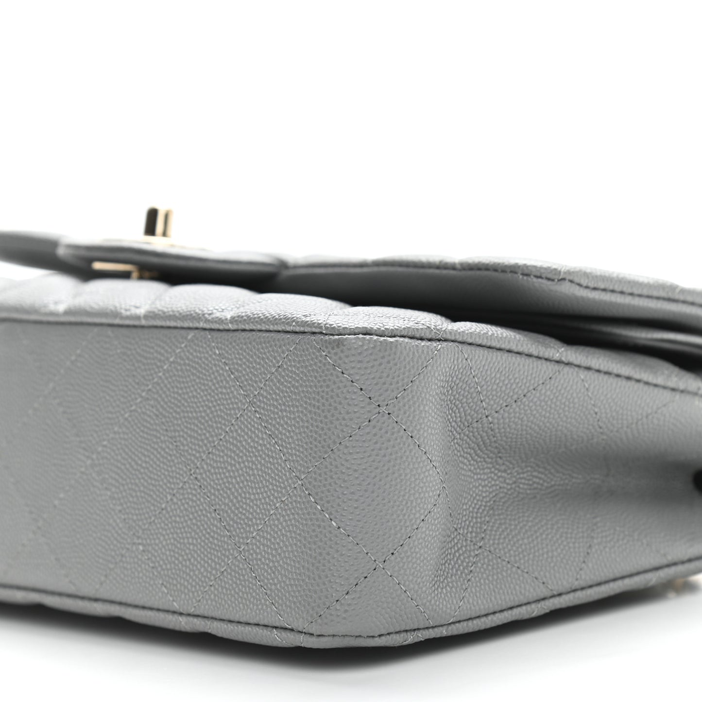Caviar Quilted Medium Double Flap Grey