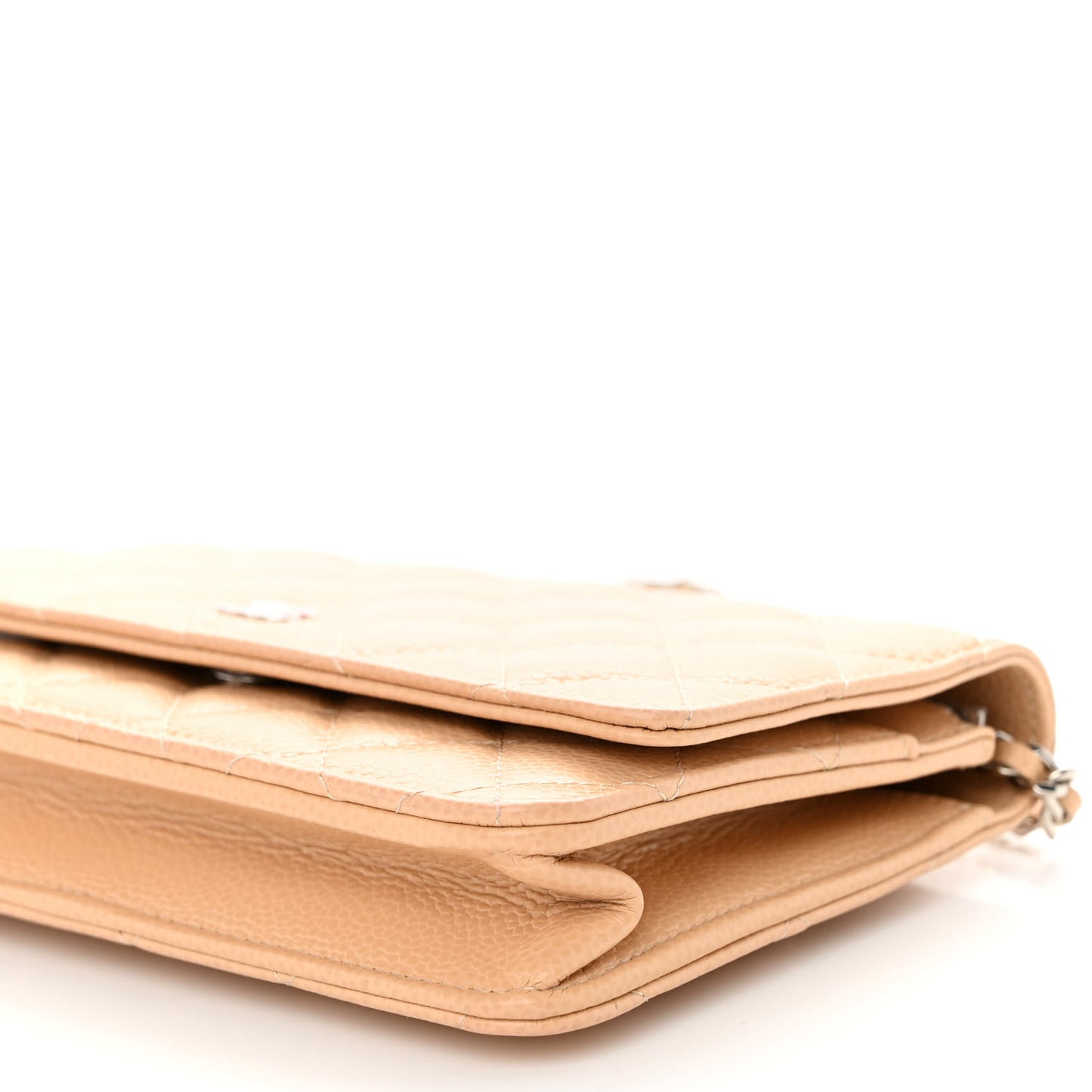 Caviar Quilted Wallet On Chain WOC Beige