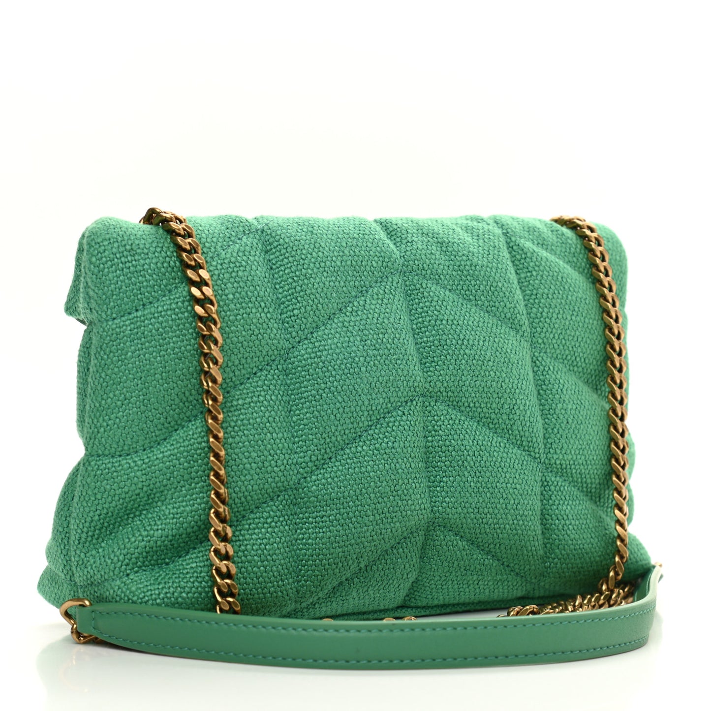 Canvas Quilted Toy Loulou Puffer Monogram Chain Satchel Basil