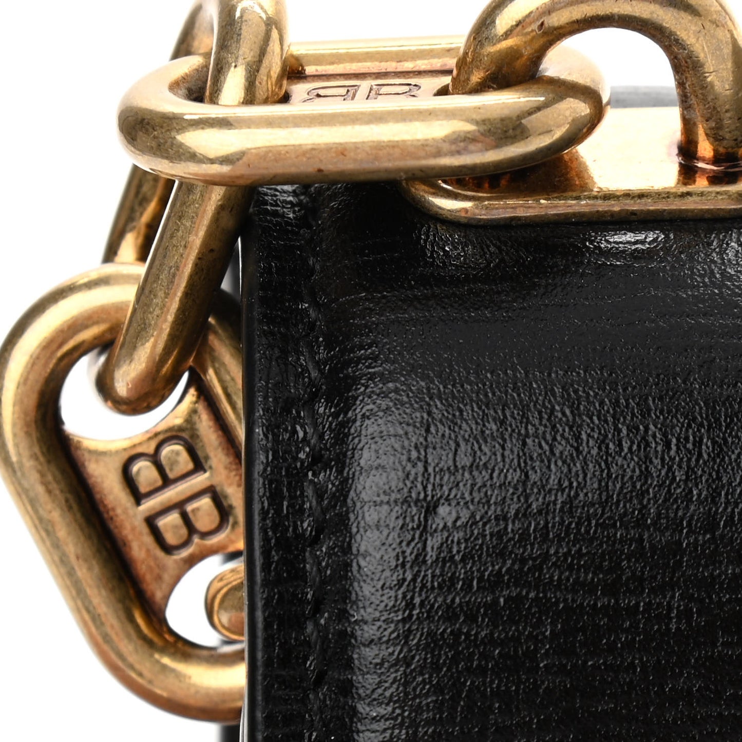 Calfskin Stripe Embossed Gossip Chain Bag XS Black