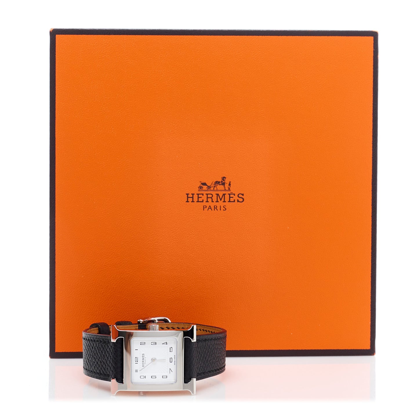 Stainless Steel Epsom 21mm Heure H Hour Quartz Watch Noir