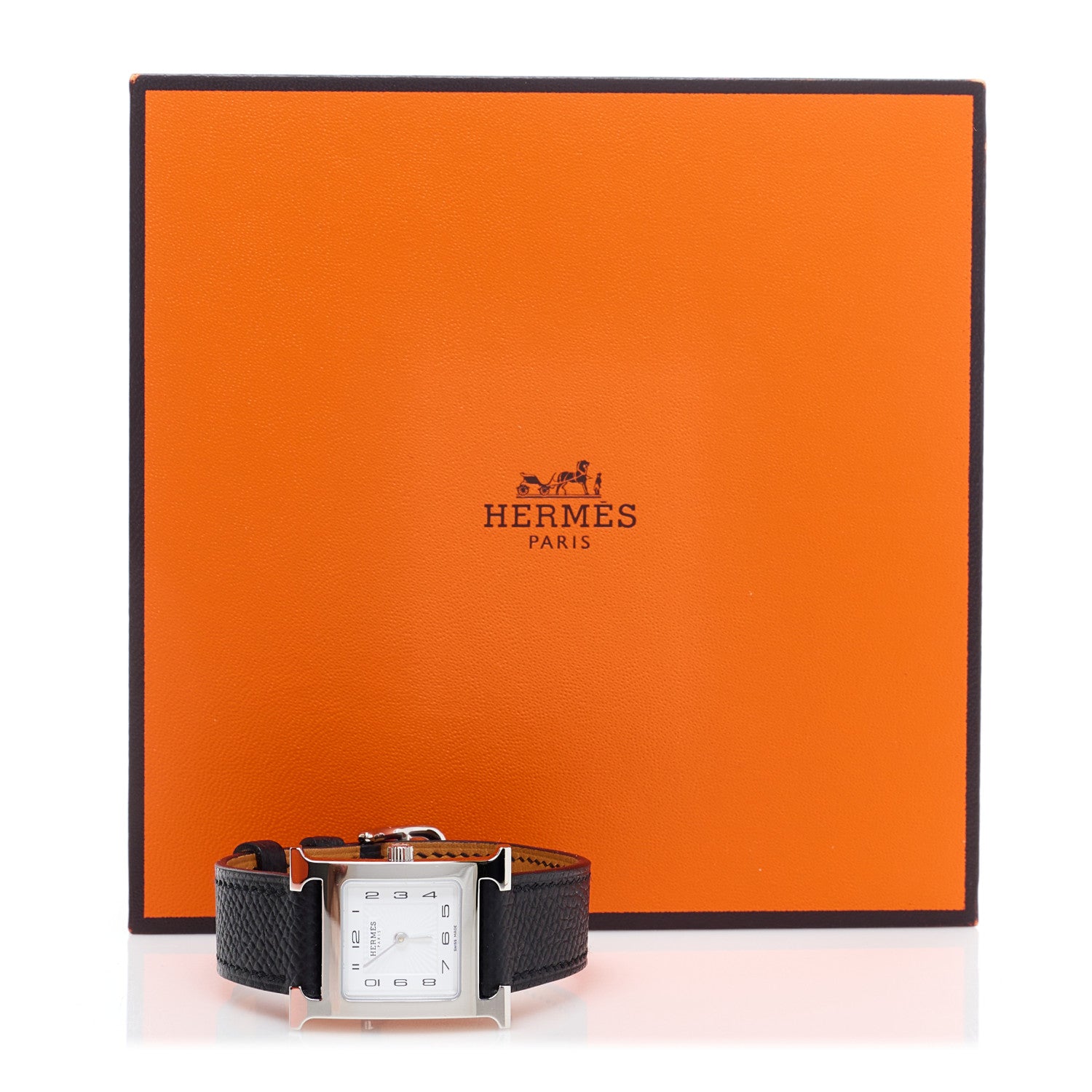 Hermes Stainless Steel Epsom 21mm Heure H Hour Quartz Watch Noir 4 of 4