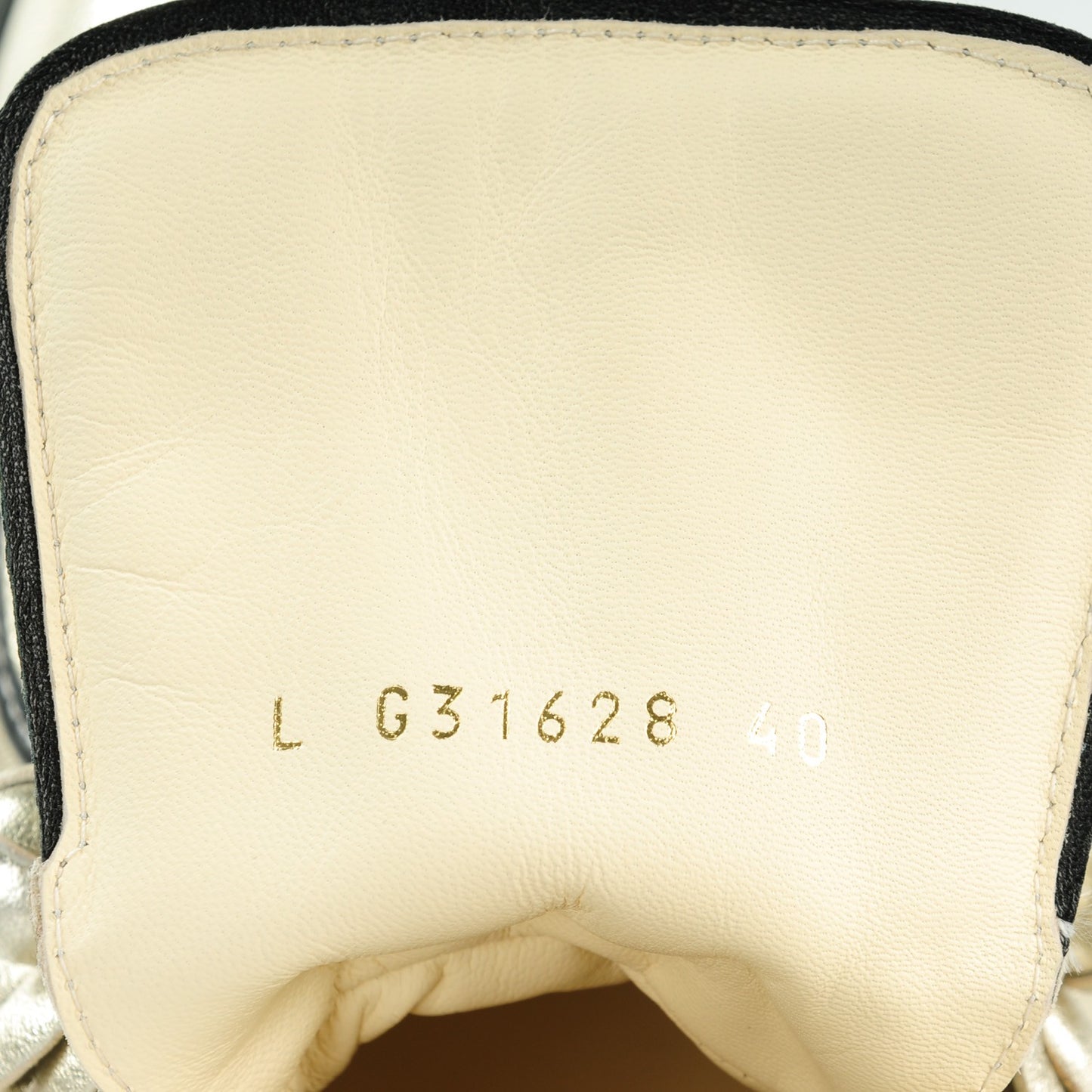 Metallic Lambskin Pearl Camellia High Top Sneakers 40 Gold