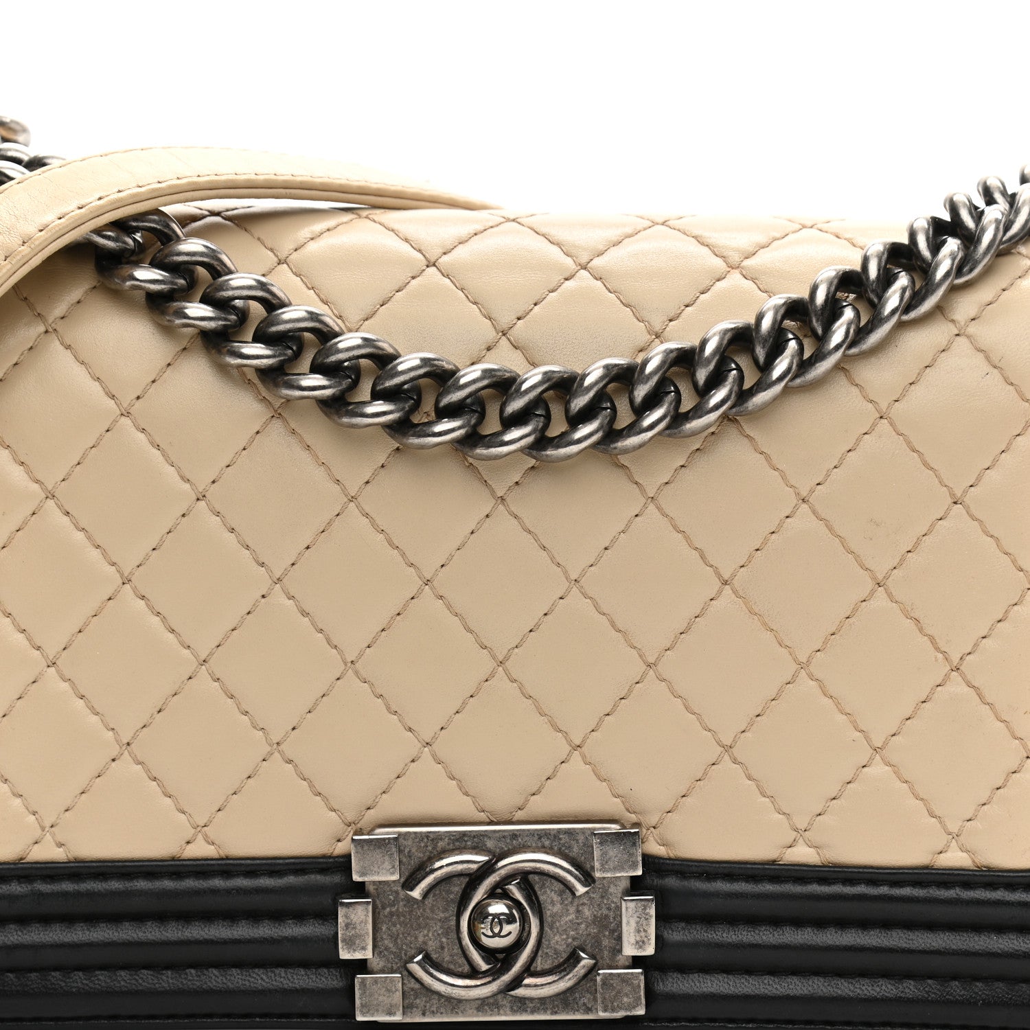 Chanel Lambskin Quilted Medium Boy Flap White Black 8 of 13