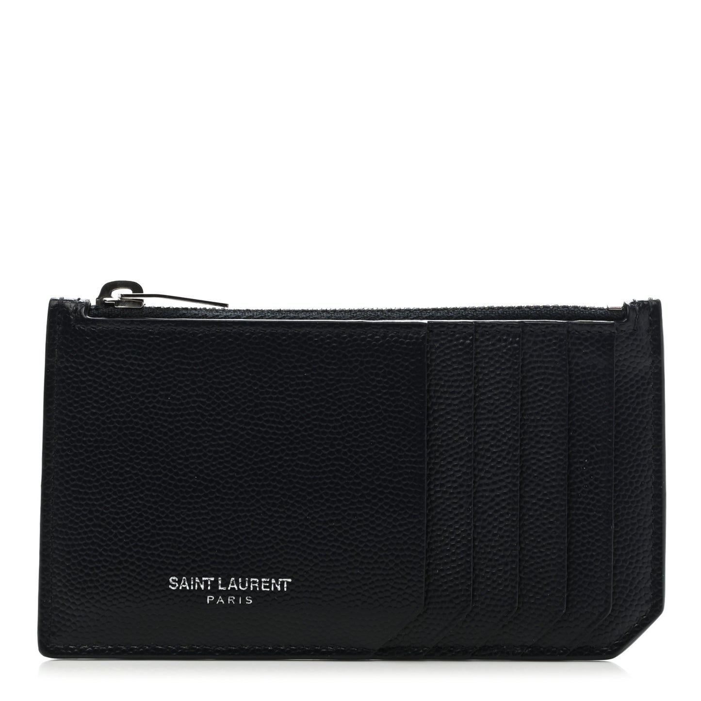 Grained Calfskin 5 Fragments Zip Pouch Card Holder Navy