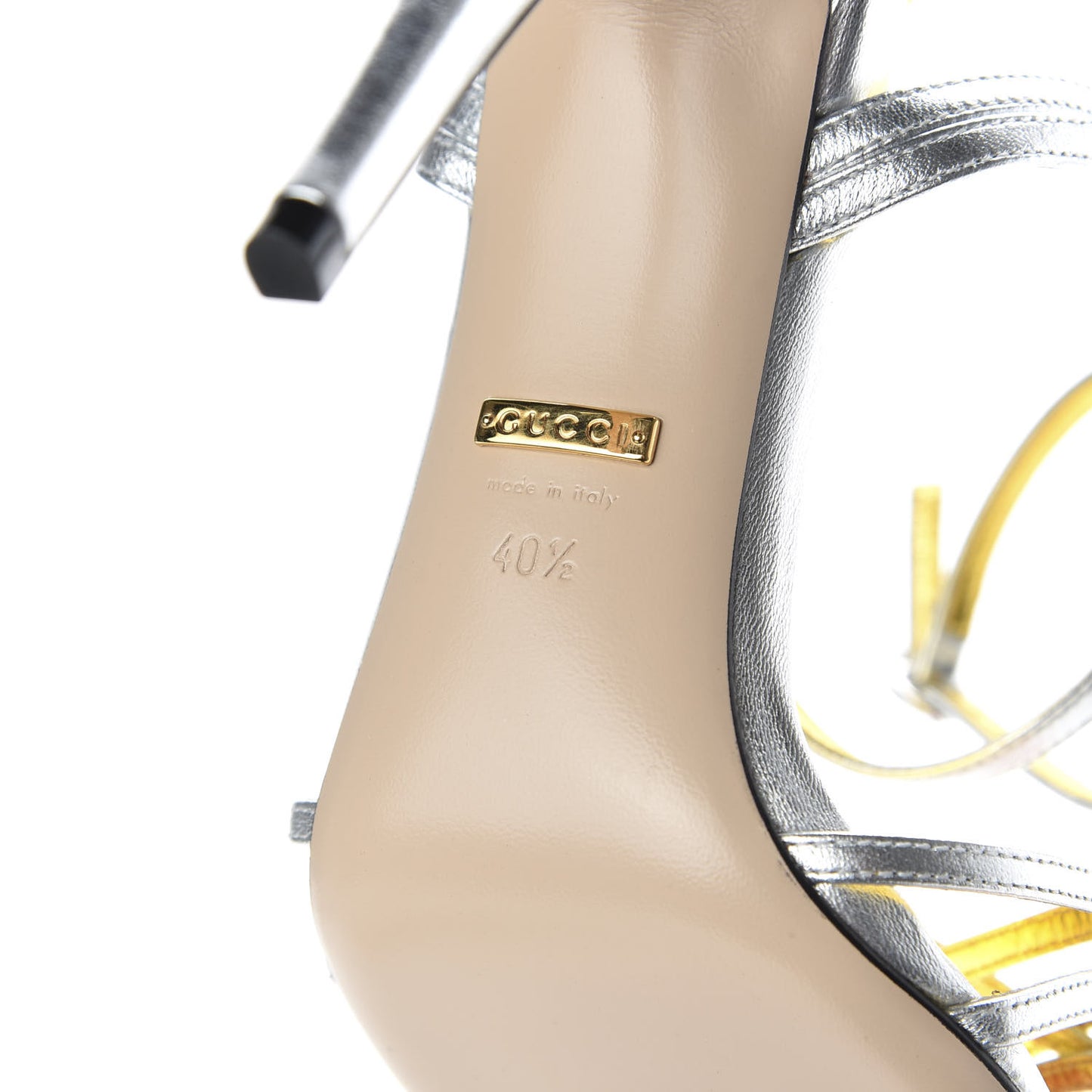 Vernice Crystal Draconia Ankle Strap High Heel Sandals 40.5 Silver