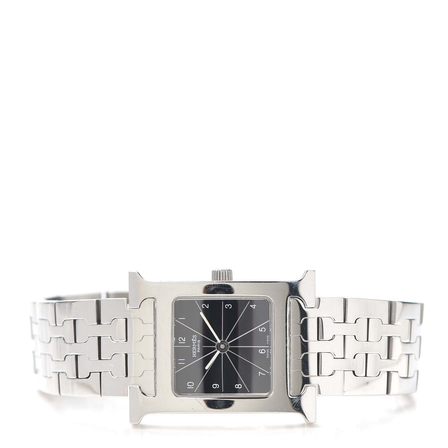 Hermes Stainless Steel 21mm Heure H Hour Quartz Watch Black 2 of 6