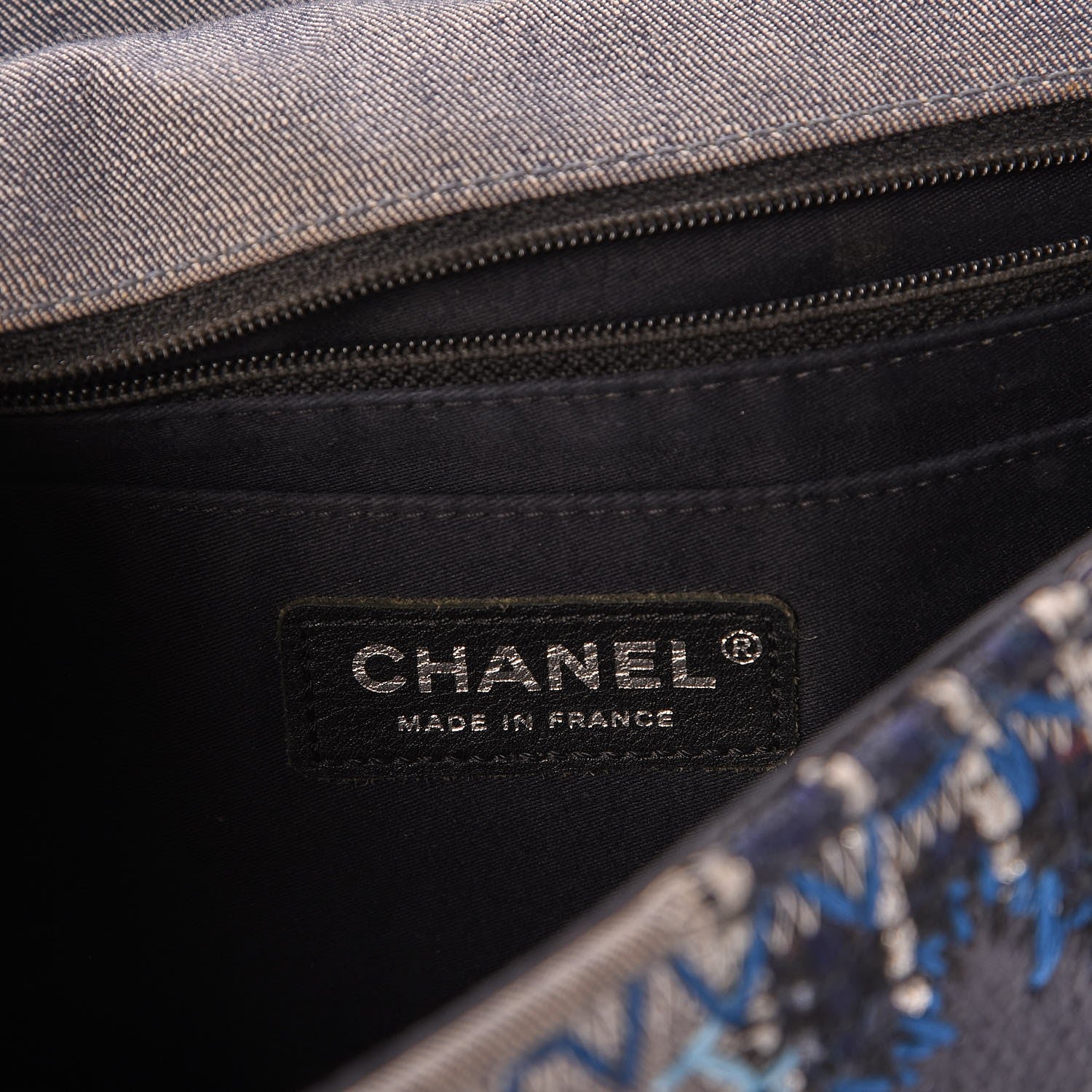 Chanel Denim Tweed Patchwork Medium Single Flap Blue 8 of 8