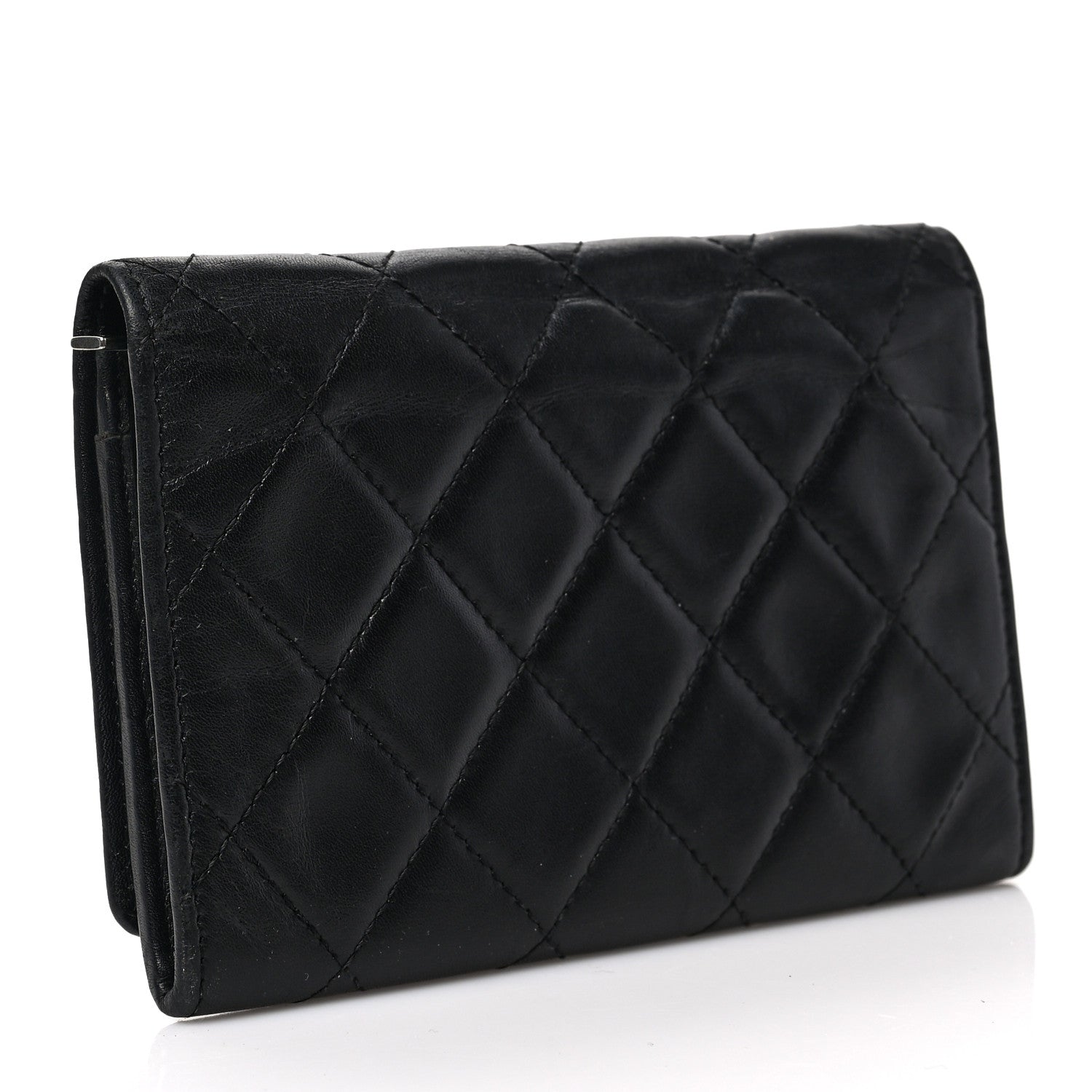 Chanel Calfskin Quilted Cambon Flap Wallet Black White 3 of 6