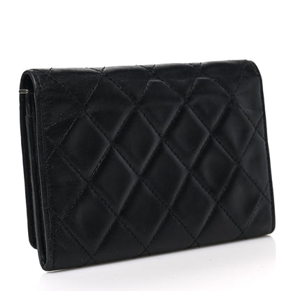 Chanel Calfskin Quilted Cambon Flap Wallet Black White 3 of 6