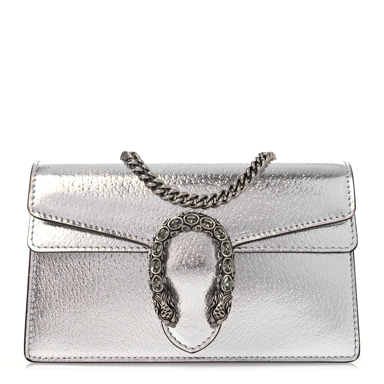 Gucci Metallic Calfskin Super Mini Dionysus Shoulder Bag Silver 1 of 10