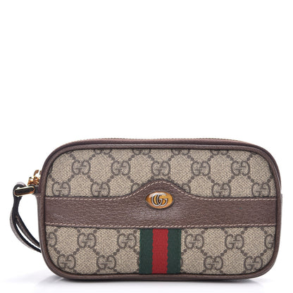 Gucci GG Supreme Monogram Ophidia Phone Case Wristlet Brown 1 of 8