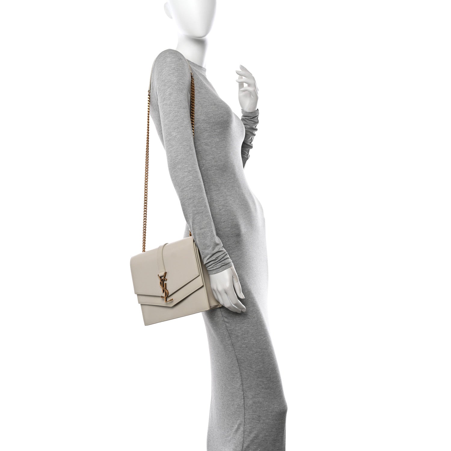 Saint Laurent Smooth Calfskin Monogram Medium Sulpice Shoulder Bag Light Natural 2 of 16