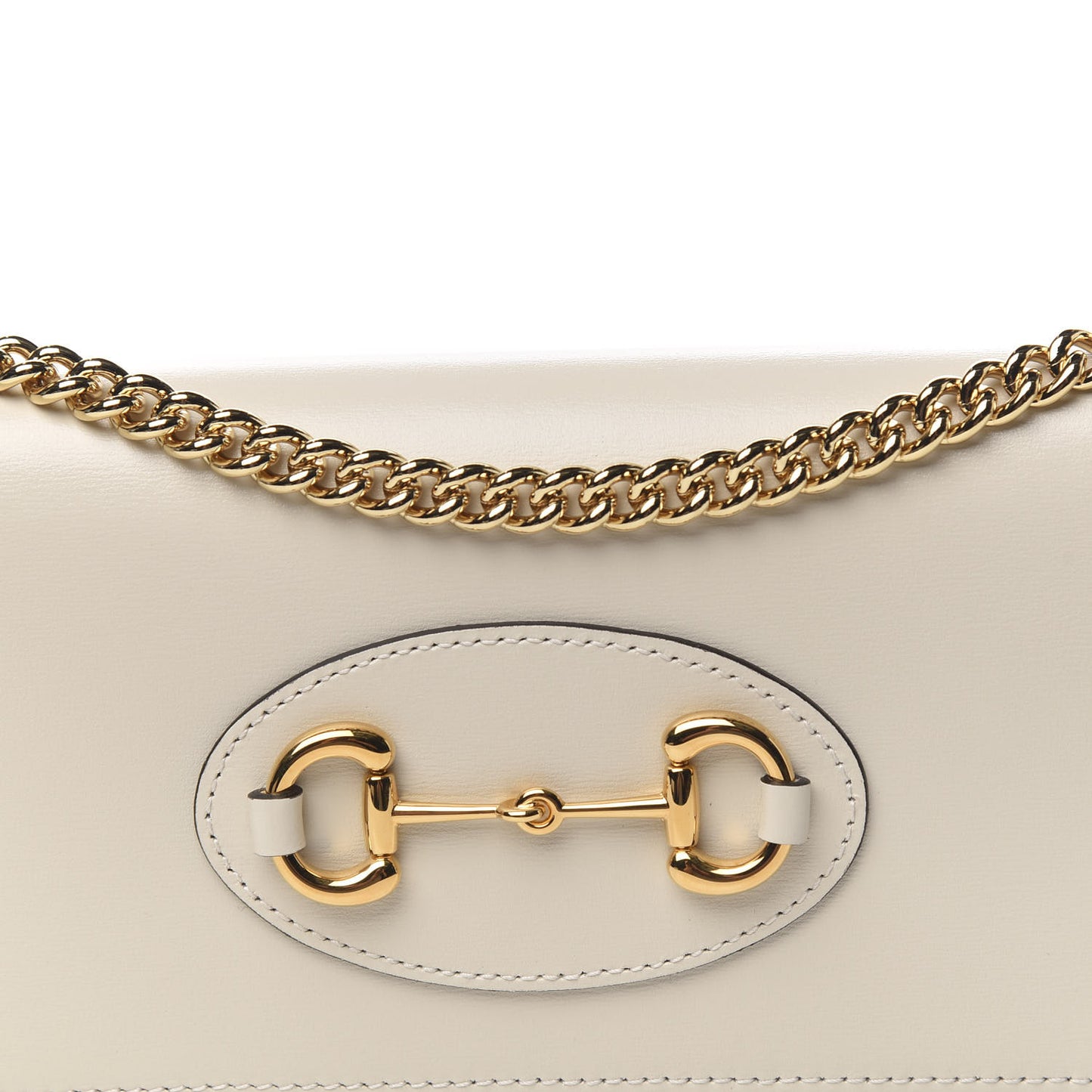 Boarded Plutone Calfskin Horsebit 1955 Wallet On Chain Mystic White