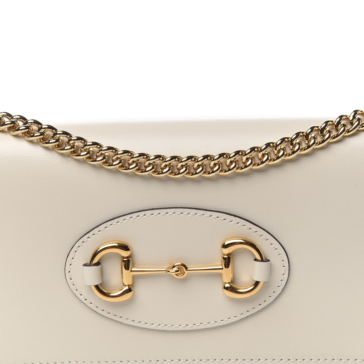 Gucci Boarded Plutone Calfskin Horsebit 1955 Wallet On Chain Mystic White 9 of 10