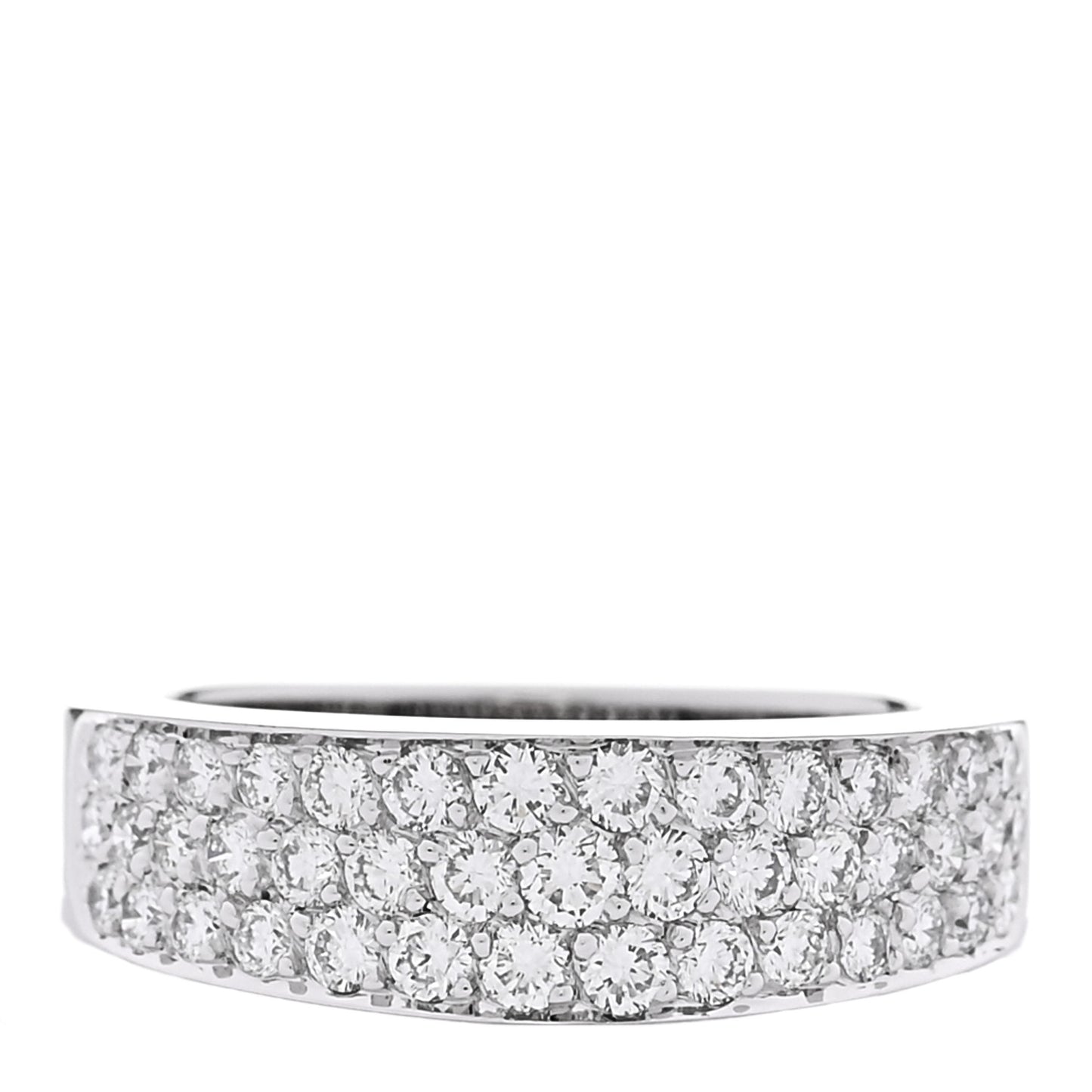18K White Gold Diamond .92ctw Three Row Half Band Ring 51 5.75