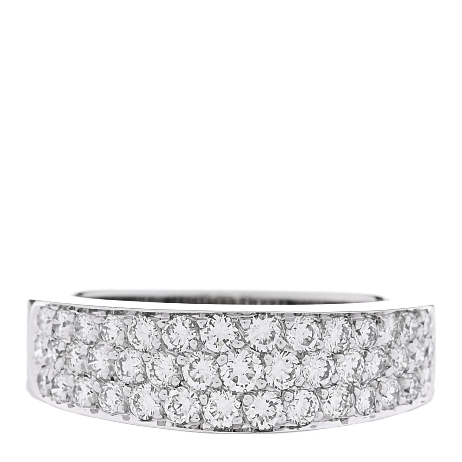 Parker & West by FASHIONPHILE 18K White Gold Diamond .92ctw Three Row Half Band Ring 51 5.75 1 of 4