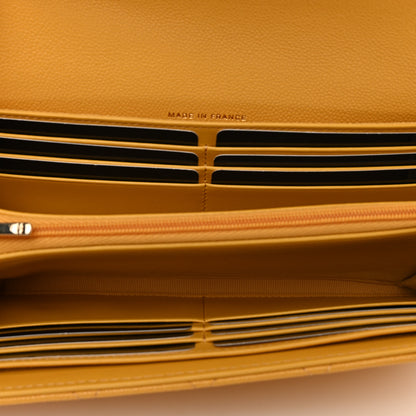 Chanel Caviar Quilted Large Gusset Flap Wallet Yellow 5 of 9