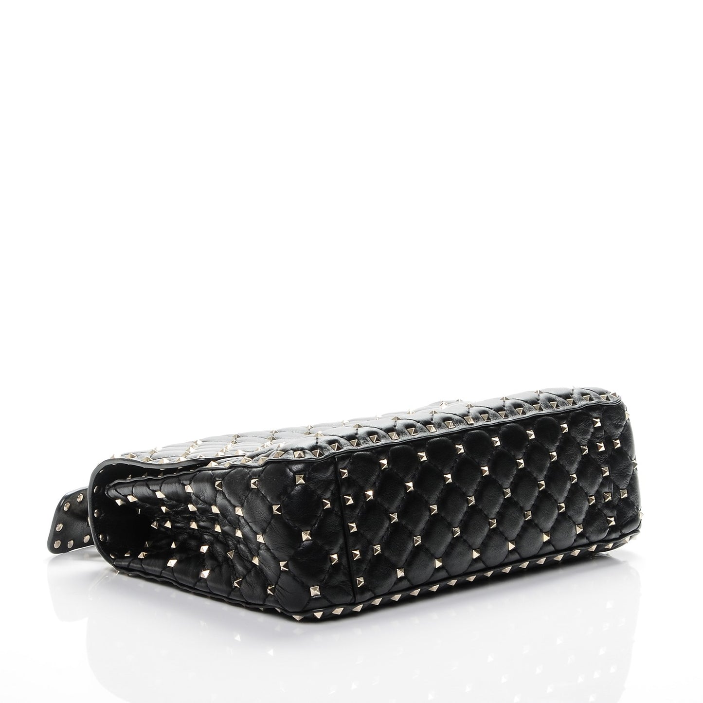 Nappa Large Rockstud Spike Shoulder Bag Black
