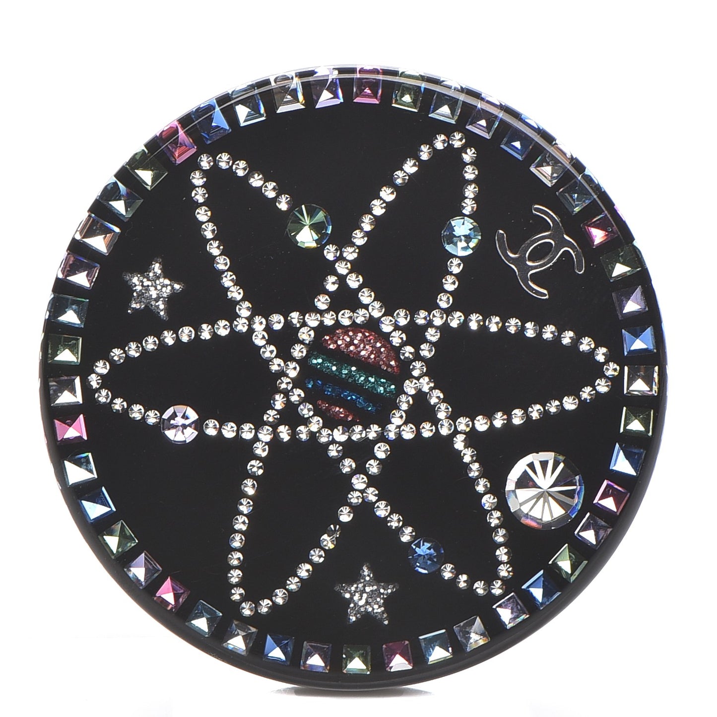 Glittered Resin Strass Brooch Black Pink